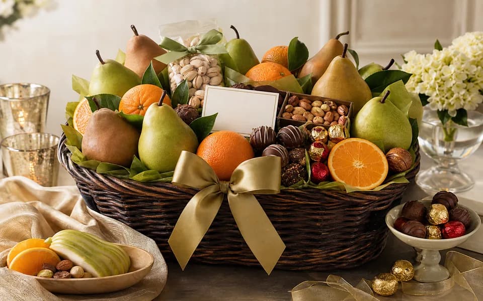 Unbranded classic food gift basket with snacks and wrapped food items
